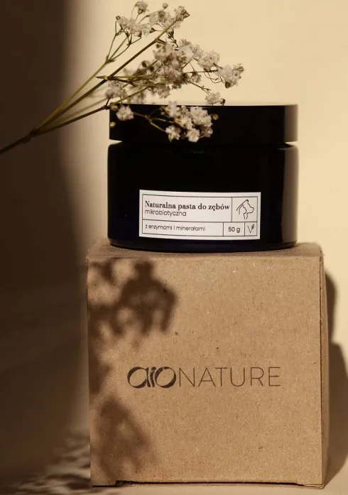 AIO Nature Naturalna mikrobiotyczna pasta do zębów z enzymami i minerałami dla psa i kota op. 50g + Szampon AIO Nature 10ml GRATIS