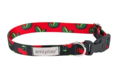 Amiplay Obroża BeHappy dla psa rozm. M (25-40cm) wzór Cherry