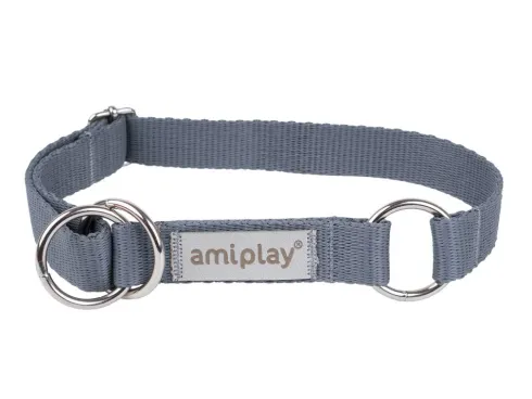 Amiplay Obroża półzaciskowa Samba dla psa rozm. M (25-40cm) kolor szary