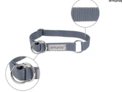 Amiplay Obroża półzaciskowa Samba dla psa rozm. M (25-40cm) kolor szary