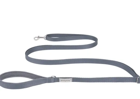 Amiplay Smycz taśma regulowana Easy Fix Samba dla psa rozm. XL 25mm/300cm kolor szary