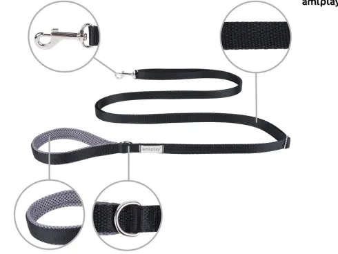 Amiplay Smycz taśma regulowana Easy Fix Samba dla psa rozm. M 20mm/300cm kolor czarny