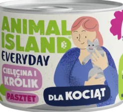 Animal Island Everyday Kitten Cielęcina i królik Mokra Karma dla kociąt op. 185g Pakiet 12szt.