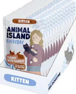 Animal Island Everyday Kitten Turkey with Rabbit in Broth Mokra Karma dla kociąt op. 12x85g