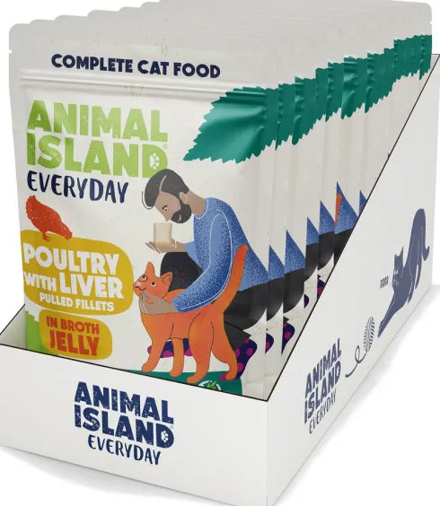 Animal Island Everyday Poultry with Liver in Broth Jelly Mokra Karma dla kota op. 12x85g
