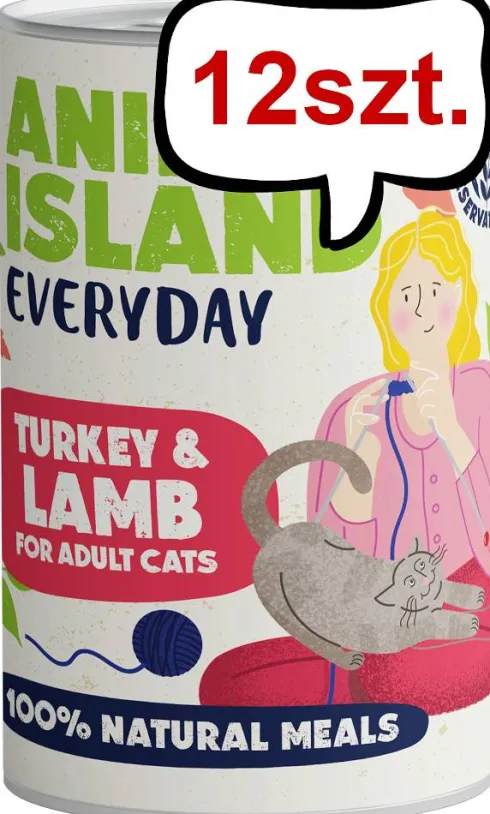 Animal Island Everyday Turkey&Lamb Mokra Karma dla kota op. 400g Pakiet 12szt.