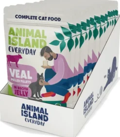 Animal Island Everyday Veal in Broth Jelly Mokra Karma dla kota op. 12x85g + Talerzyk GRATIS
