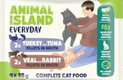Animal Island Everyday Veal with Rabbit&Turkey with Tuna in Broth Mokra Karma dla kota op. 4x85g