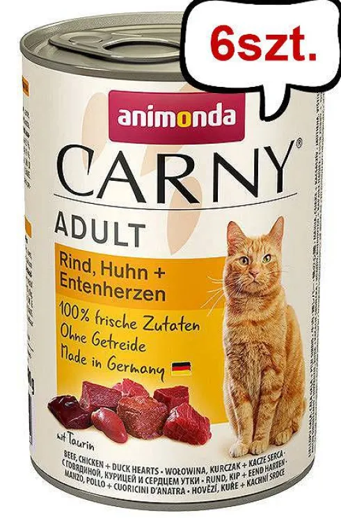 Animonda Carny Adult Wołowina i Kurczak z Kaczymi sercami Mokra Karma dla kota op. 400g Pakiet 6szt.
