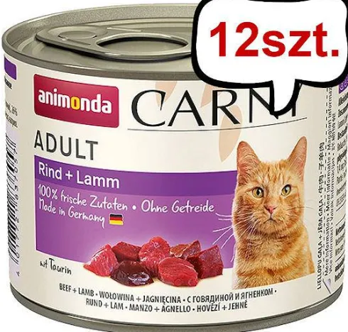 Animonda Carny Adult Wołowina i Jagnięcina Mokra Karma dla kota op. 200g Pakiet 12szt.