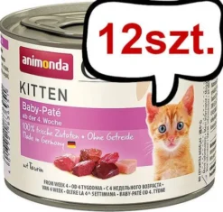 Animonda Carny Baby-Pate Wołowina i kurczak Mokra Karma dla kociąt op. 200g Pakiet 12szt.