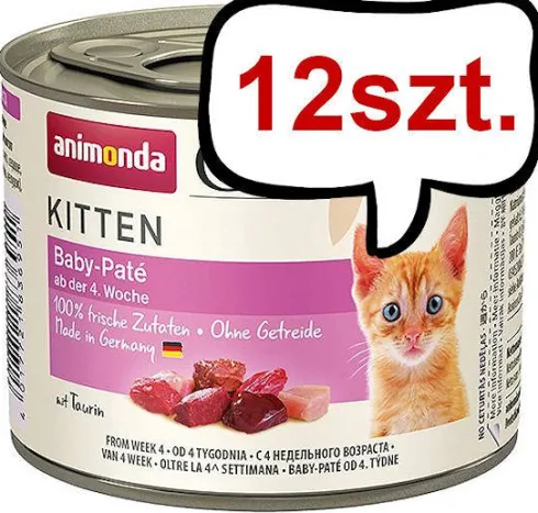 Animonda Carny Baby-Pate Wołowina i kurczak Mokra Karma dla kociąt op. 200g Pakiet 12szt.