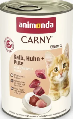 Animonda Carny Kitten Cięlęcina z kurczakiem i indykiem Mokra Karma dla kociąt op. 400g Pakiet 6szt.