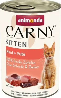 Animonda Carny Kitten Wołowina i indyk Mokra Karma dla kociąt op. 400g Pakiet 6szt.