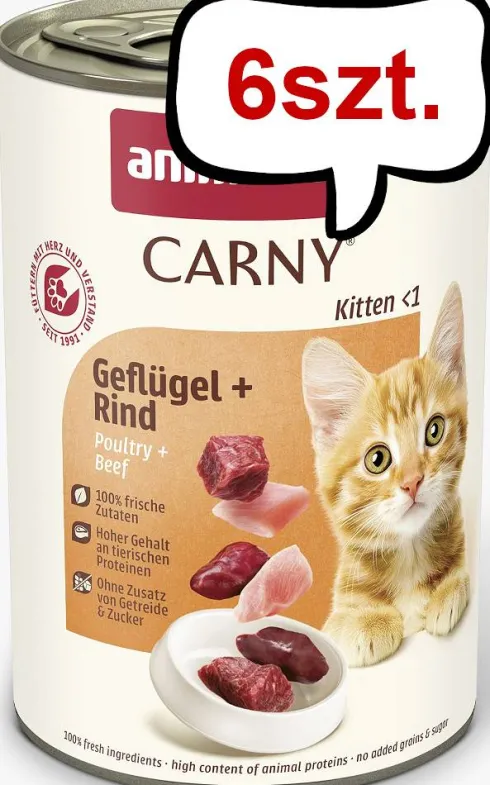 Animonda Carny Kitten Wołowina z drobiem Mokra Karma dla kociąt op. 400g Pakiet 6szt.