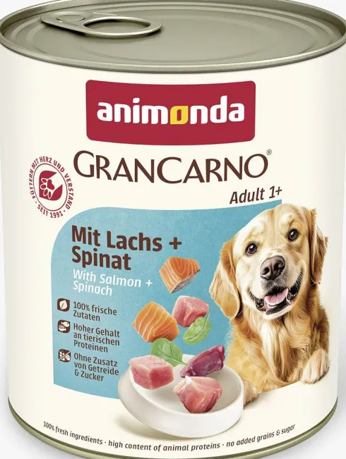 Animonda GranCarno Adult łosoś ze szpinakiem Mokra Karma dla psa op. 800g Pakiet 12szt.