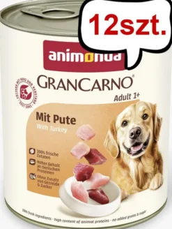 Animonda GranCarno Adult wieprzowina z indykiem Mokra Karma dla psa op. 800g Pakiet 12szt.