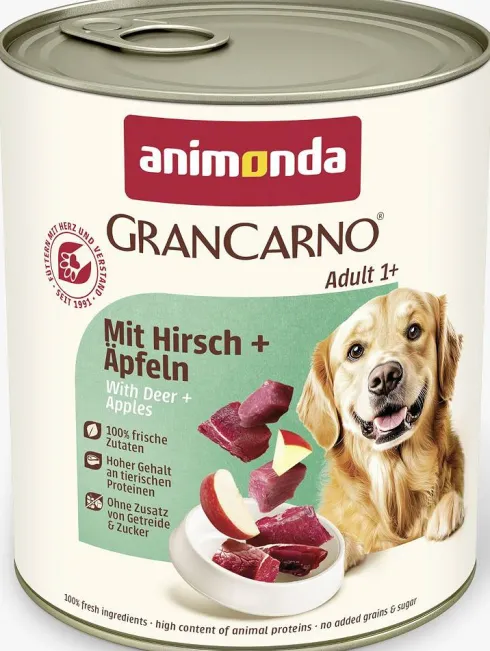 Animonda GranCarno Adult wieprzowina z jeleniem i jabłkiem Mokra Karma dla psa op. 800g