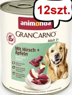 Animonda GranCarno Adult wieprzowina z jeleniem i jabłkiem Mokra Karma dla psa op. 800g Pakiet 12szt.