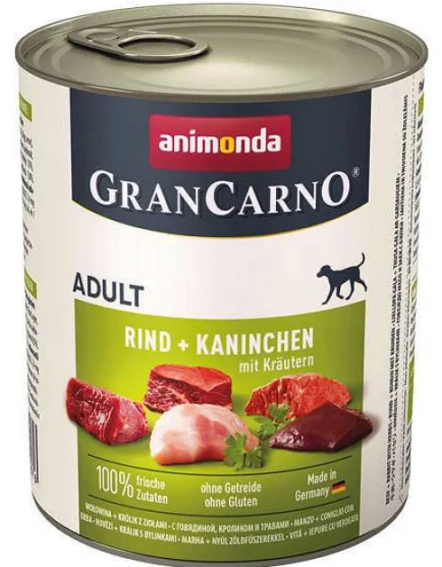 Animonda GranCarno Adult wołowina z królikiem i ziołami Mokra Karma dla psa op. 800g Pakiet 12szt.