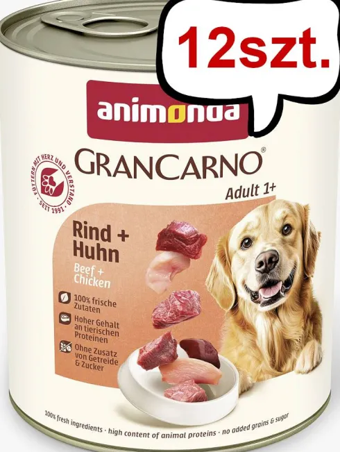 Animonda GranCarno Adult wołowina z kurczakiem Mokra Karma dla psa op. 800g Pakiet 12szt.