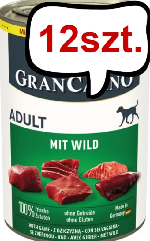 Animonda GranCarno Adult z dziczyzną Mokra Karma dla psa op. 400g Pakiet 12szt.