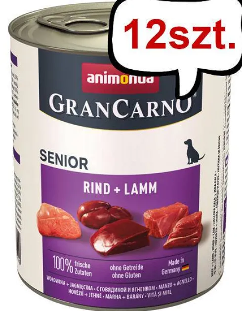 Animonda GranCarno Senior wołowina z jagnięciną Mokra Karma dla psa op. 800g Pakiet 12szt.