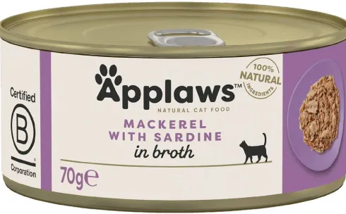 Applaws Natural Cat Food Makrela z sardynkami w bulionie Mokra Karma dla kota op. 70g Pakiet 12szt.