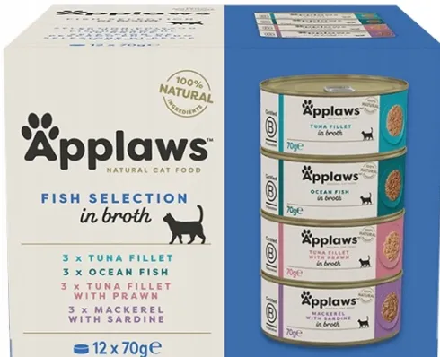 Applaws Natural Cat Food Multipack FISH in broth Mokra Karma dla kota op. 12x70g (puszki)