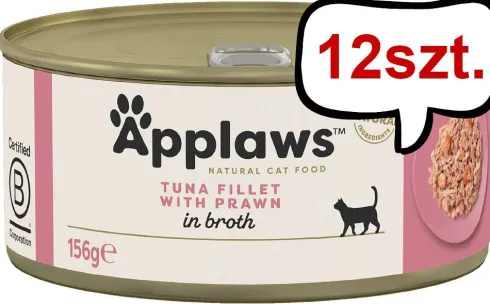 Applaws Natural Cat Food Tuńczyk z krewetkami w bulionie Mokra Karma dla kota op. 156g Pakiet 12szt.