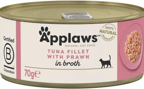 Applaws Natural Cat Food Tuńczyk z krewetkami w bulionie Mokra Karma dla kota op. 70g Pakiet 12szt.