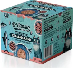 Łapsie for Cat Adult Tuńczyk z kalmarami Mokra karma dla kota. op. 80g Pakiet 12szt.