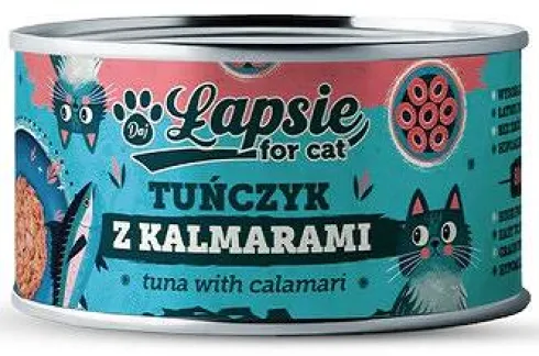 Łapsie for Cat Adult Tuńczyk z kalmarami Mokra karma dla kota. op. 80g Pakiet 12szt.