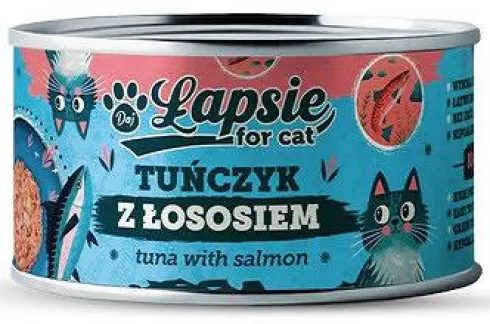Łapsie for Cat Adult Tuńczyk z łososiem Mokra karma dla kota. op. 80g Pakiet 12szt.