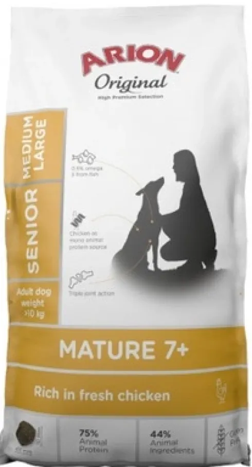 Arion Original Mature/Senior 7+ Medium&Large Chicken&Rice Sucha Karma dla psa op. 12kg + Voskes Training Treats GRATIS