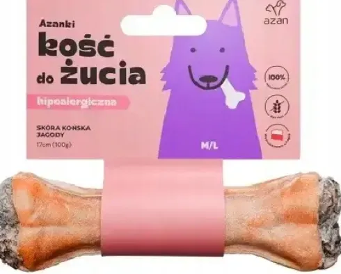 Azan Kość do żucia Azanki Adult M/L Hipoalergiczna ze skórą końską op. 100g