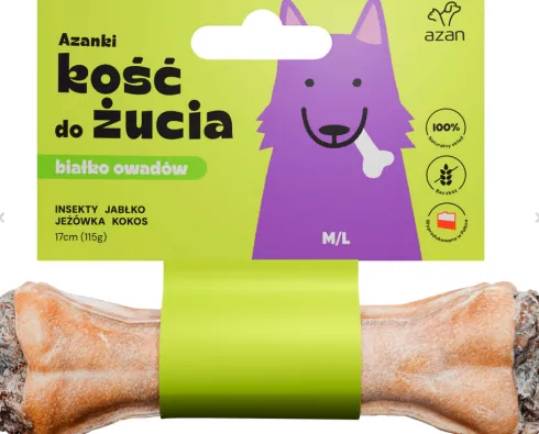 Azan Kość do żucia Azanki Adult M/L z białkiem owadów i kokosem op.115g