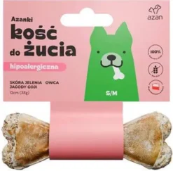 Azan Kość do żucia Azanki Adult S/M Hipoalergiczna ze skórą jelenia op. 50g