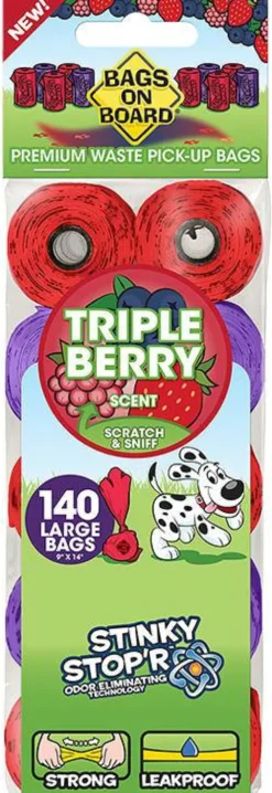 Bags on Board Woreczki na ekskrementy Triple Berry dla psa op. 140szt. (10 rolek)