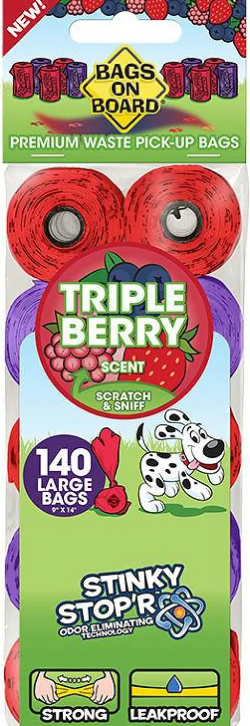 Bags on Board Woreczki na ekskrementy Triple Berry dla psa op. 140szt. (10 rolek)