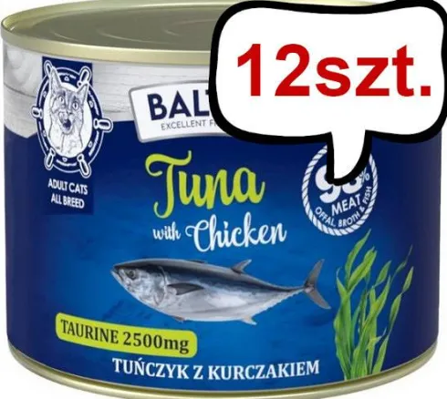 Baltica Excellent Adult Tuna&Chicken Mokra karma dla kota op. 185g Pakiet 12szt.