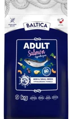 Baltica Excellent Hypoallergenic Adult Small Salmon Sucha Karma dla psa op. 9kg + Baltica Przysmak Hello Summer i Piłka plażowa GRATIS