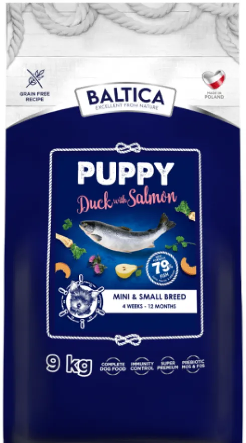 Baltica Excellent Puppy Small Duck&Salmon Sucha Karma dla szczeniaka op. 9kg + Baltica Przysmak Hello Summer i Piłka plażowa GRATIS