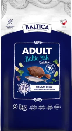 Baltica Excellent Sensitive Adult Medium Baltic Fish Sucha Karma dla psa op. 9kg + Baltica Przysmak Hello Summer i Piłka plażowa GRATIS