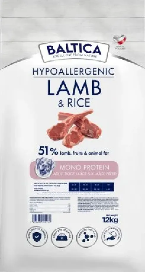 Baltica Hypoallergenic Adult Large Lamb&Rice Sucha karma dla psa op. 12kg + Baltica Przysmak Hello Summer i Piłka plażowa GRATIS