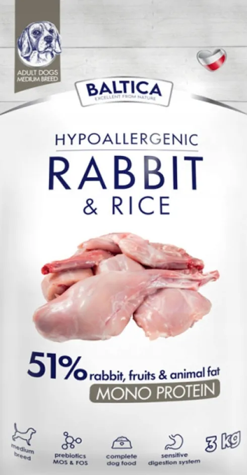 Baltica Hypoallergenic Adult Medium Rabbit&Rice Sucha karma dla psa op. 3kg