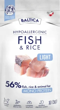 Baltica Hypoallergenic Light Adult Medium Fish&Rice Sucha karma dla psa op. 3kg
