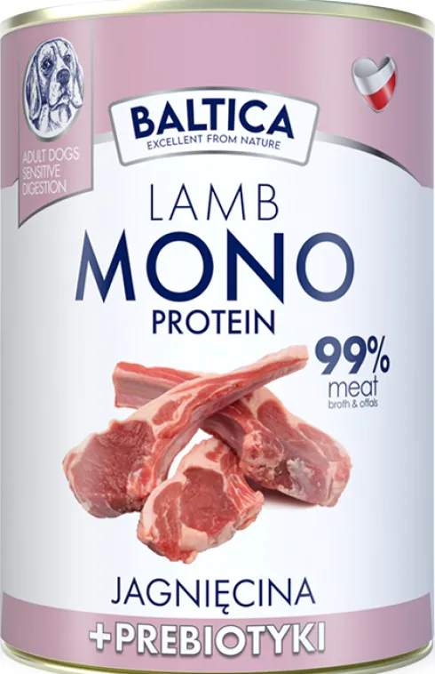 Baltica Monoprotein Adult Jagnięcina z prebiotykami Mokra Karma dla psa op. 400g
