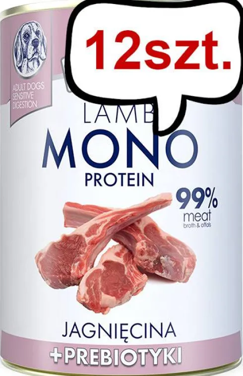 Baltica Monoprotein Adult Jagnięcina z prebiotykami Mokra Karma dla psa op. 400g Pakiet 12szt.