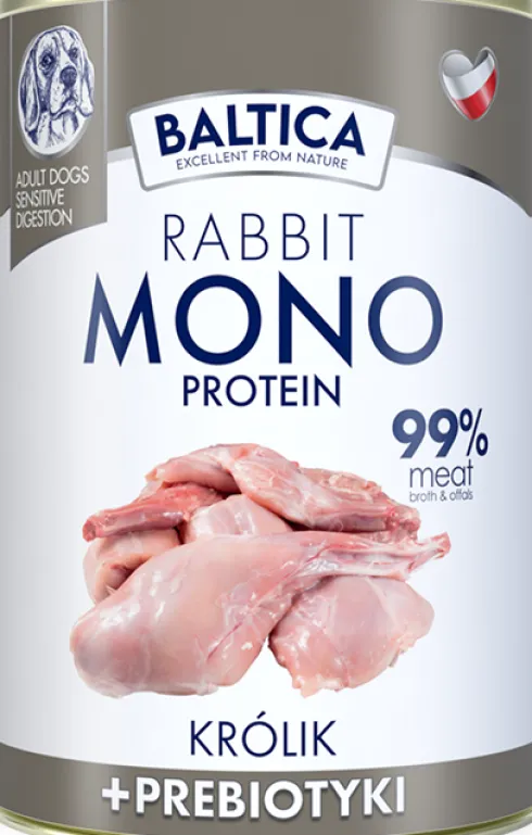 Baltica Monoprotein Adult Królik z prebiotykami Mokra Karma dla psa op. 400g